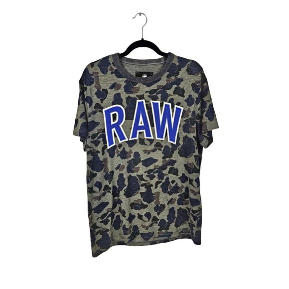 G-STAR RAW Patched Spell Out Logo Warth Camo T-Shirt - Picture 1 of 12